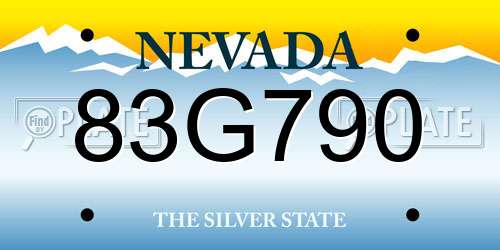 83G790 Nevada License Plate
