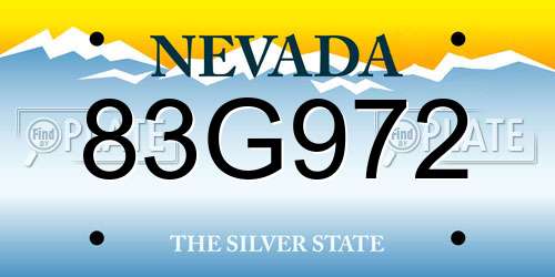83G972 Nevada License Plate