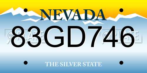 83GD746 Nevada License Plate