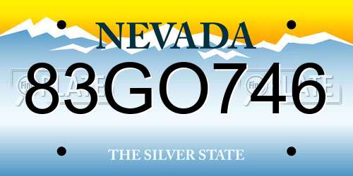 83GO746 Nevada License Plate
