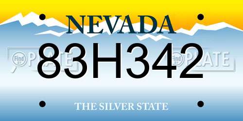 83H342 Nevada License Plate