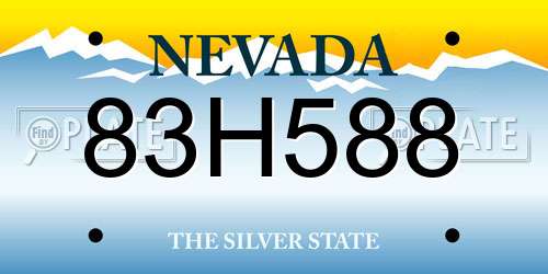 83H588 Nevada License Plate