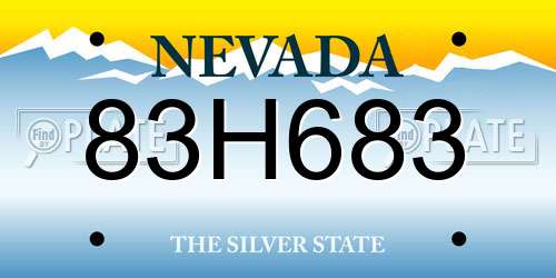 83H683 Nevada License Plate