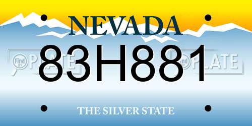 83H881 Nevada License Plate
