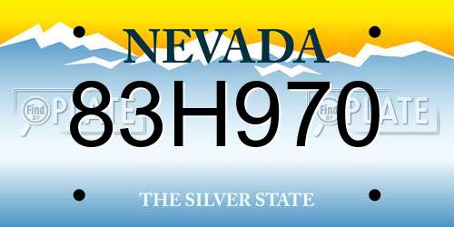 83H970 Nevada License Plate