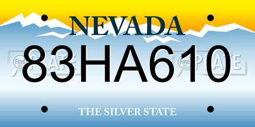 83HA610 Nevada License Plate