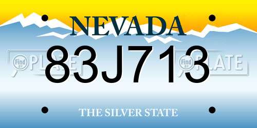 83J713 Nevada License Plate