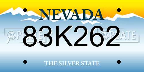 83K262 Nevada License Plate