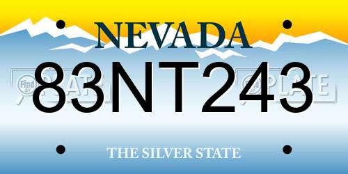 83NT243 Nevada License Plate