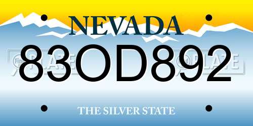 83OD892 Nevada License Plate