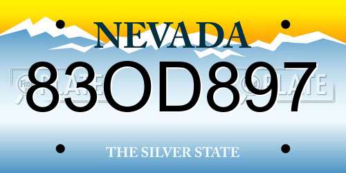 83OD897 Nevada License Plate