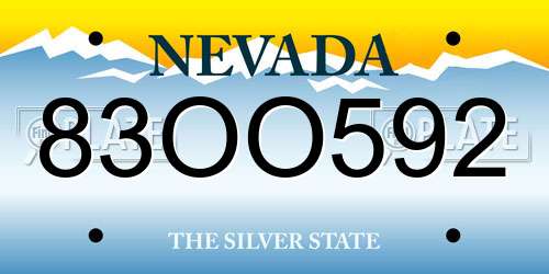 83OO592 Nevada License Plate