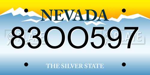 83OO597 Nevada License Plate