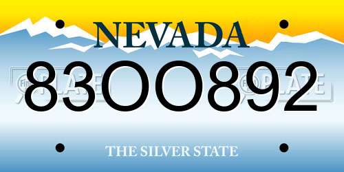 83OO892 Nevada License Plate