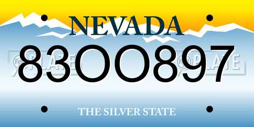 83OO897 Nevada License Plate