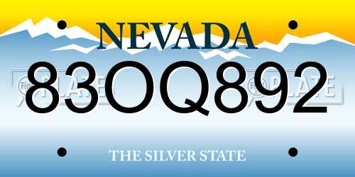 83OQ892 Nevada License Plate