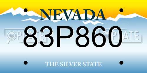 83P860 Nevada License Plate