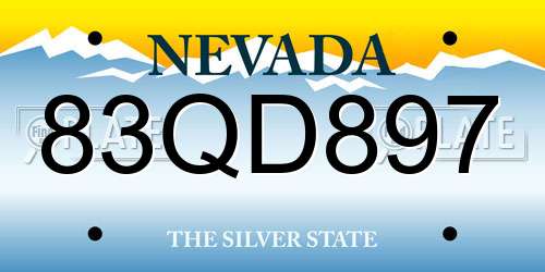 83QD897 Nevada License Plate