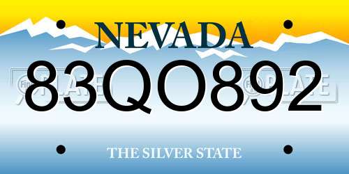 83QO892 Nevada License Plate