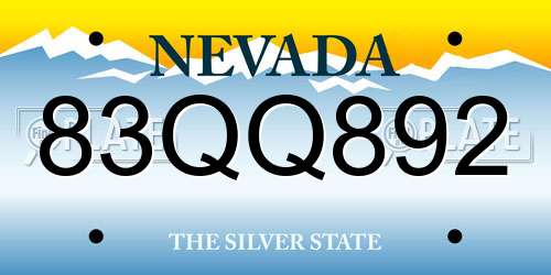 83QQ892 Nevada License Plate