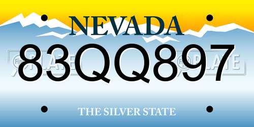 83QQ897 Nevada License Plate