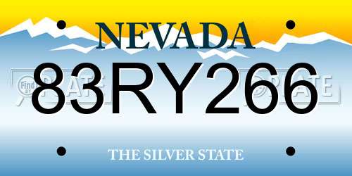 83RY266 Nevada License Plate