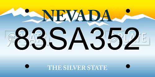 83SA352 Nevada License Plate
