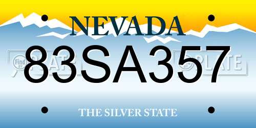 83SA357 Nevada License Plate