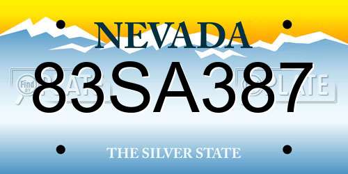 83SA387 Nevada License Plate