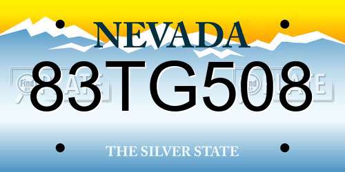 83TG508 Nevada License Plate