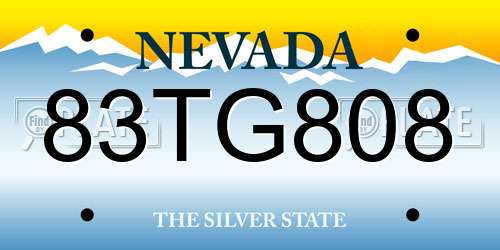 83TG808 Nevada License Plate