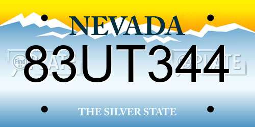 83UT344 Nevada License Plate