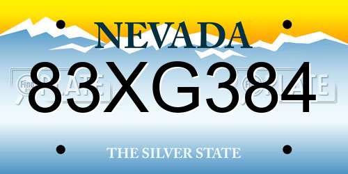 83XG384 Nevada License Plate