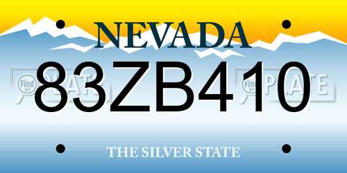 83ZB410 Nevada License Plate