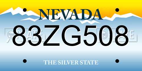 83ZG508 Nevada License Plate