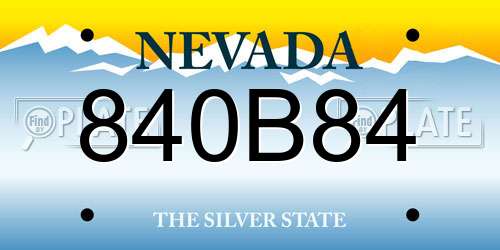 840B84 Nevada License Plate