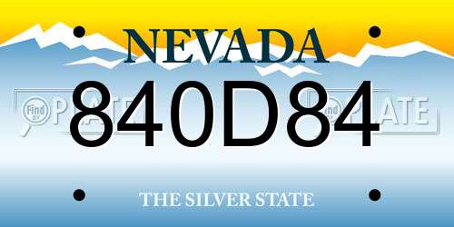 840D84 Nevada License Plate