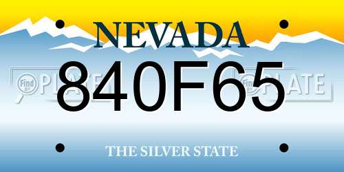 840F65 Nevada License Plate