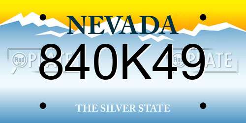 840K49 Nevada License Plate