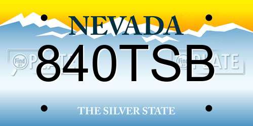 840TSB Nevada License Plate
