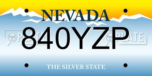 840YZP Nevada License Plate