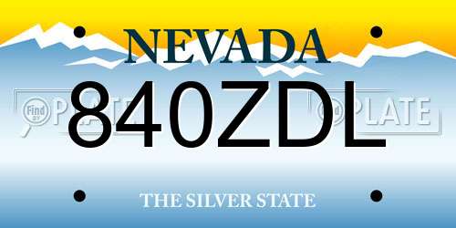 840ZDL Nevada License Plate