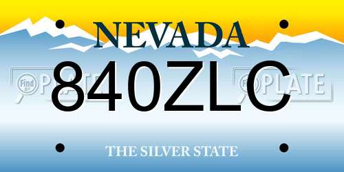 840ZLC Nevada License Plate