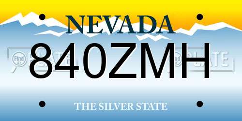 840ZMH Nevada License Plate