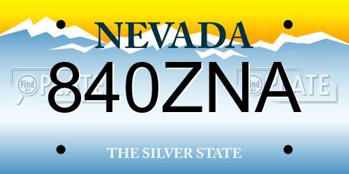 840ZNA Nevada License Plate