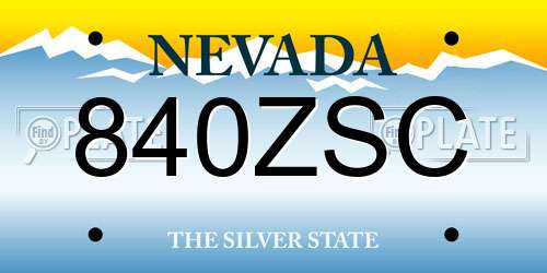 840ZSC Nevada License Plate