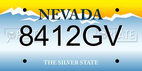 8412GV Nevada License Plate
