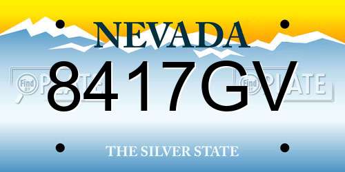 8417GV Nevada License Plate