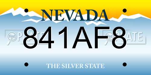 841AF8 Nevada License Plate