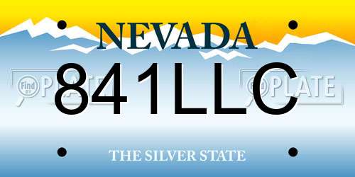 841LLC Nevada License Plate